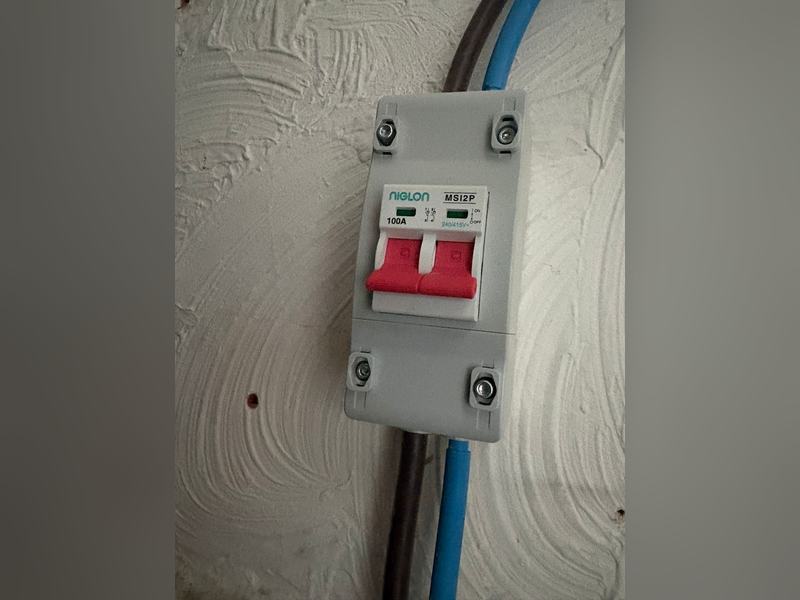 100A double-pole isolator switch fitted