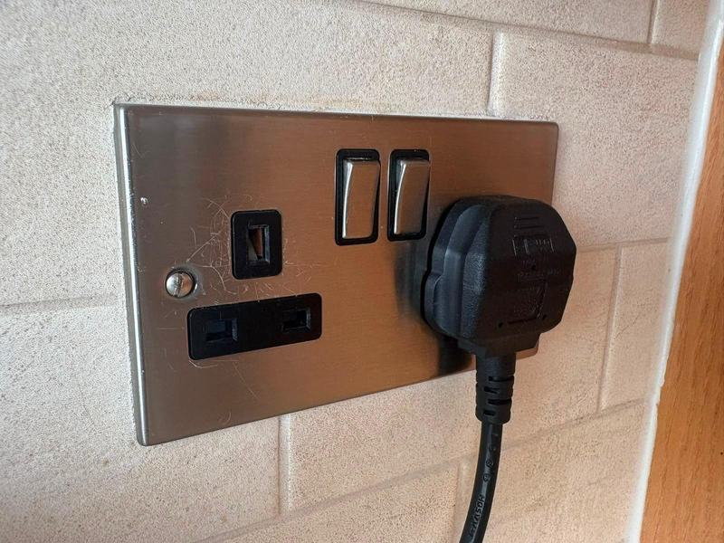 Brushed chrome double socket fitted